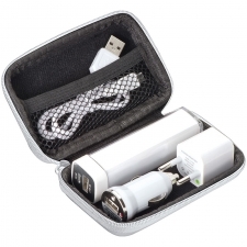 Rejsesæt med powerbank 2200 mAh og stik EXETER